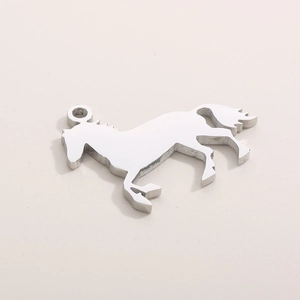 Pendentif cheval minimaliste en acier inoxydable argenté avec découpe zodiaque créative