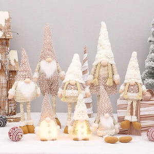 Christmas Gnomes Plush Faceless Scandinavian Tomte Light Up LED Retractable Legs Swedish Nisse Home Holiday Decoration