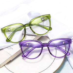 Fashion Large Round Frame Blue Light Blocking Glasses PC Material Retro Eyewear For Men And Women Anti Eyestrain