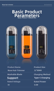 Three-color portable nose hair trimmers with LED power display and Type-C charging port