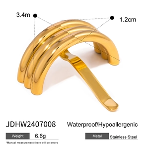 Golden stainless steel U-shaped hair fork pin with a triple wave design for women