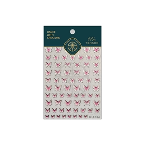 M-1016 Butterfly embossed nail art stickers with pink gradient shell crystal diamond design