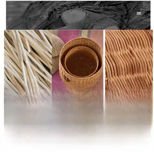 Close-up of hand-woven natural rattan texture and craftsmanship details of the storage basket
