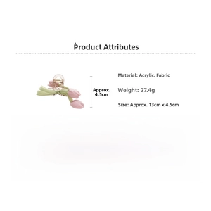 Detailed dimensions of tulip hair claw clip in acrylic and fabric 13cm x 4.5cm size