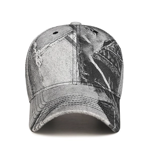 Casquette de baseball vintage camouflage gris avec motif feuilles pour le soleil