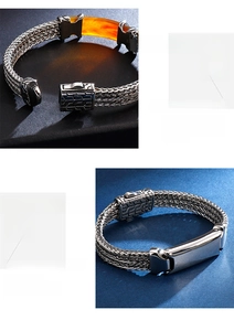 Detail view of woven punk keel chain bracelet with electroplated metal finish