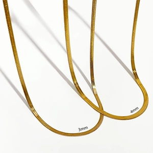 Flat Herringbone Necklace Snake Chain Minimalist Stainless Steel Gold Plated Fashion Jewelry For Women