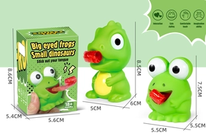 Detail view of squeeze toys with red tongue action, size dimensions and gift packaging