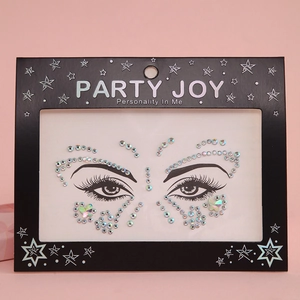 Iridescent butterfly face jewels rhinestones on black card for music festivals