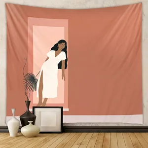 Bohemian Wall Tapestry Polyester Abstract Female Illustration Modern Minimalist Art Hanging Cloth Home Decor