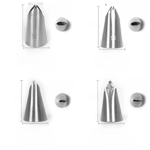 Detailed view of 304 stainless steel leaf piping nozzles with precise sizes and shapes