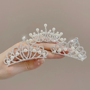 Elegant girls silver crown hair combs with rhinestones and faux pearls in three styles
