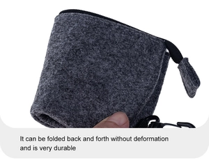 Close-up of durable dark grey felt storage case showing texture and anti-deform quality