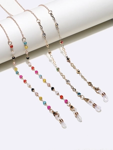 Golden eyewear chain set with colorful crystal beads and infinity charms for glasses
