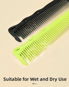 Detail showing dry and wet use of professional hair combs with water and foam texture