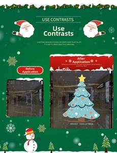 Comparison of blue Christmas tree window sticker showing before and after application
