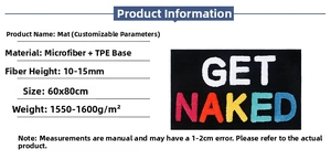 Detail specifications of Get Naked bath mat showing 60x80cm size and TPE non-slip backing