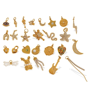 Selection of 18K gold plated stainless steel pendants with stars, hearts and zircon stones