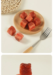 Macro detail of hyper-realistic artificial braised beef cubes keychain model and prop