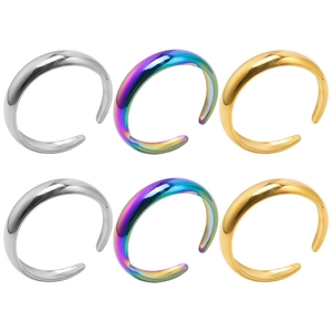 Minimalist Stainless Steel Geometric Open Ring Adjustable Fashion Finger Ring Gold Silver Multicolor Jewelry For Women Men