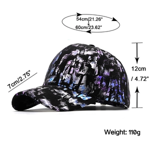 Detaillierte Größentabelle für Graffiti-Baseballcap mit 54-60cm Umfang und 7cm Schirm