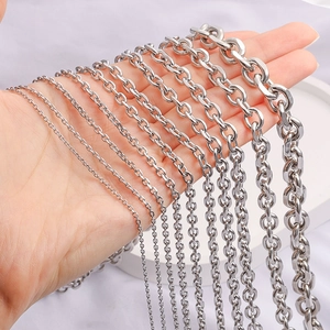 Polished stainless steel oval link chains in various sizes for DIY necklace making