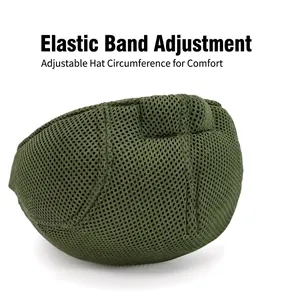 Army green mesh newsboy hat featuring an adjustable elastic strap for a custom fit