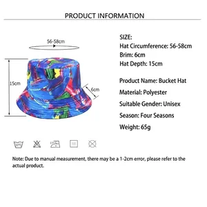 Guide des tailles pour bob tie-dye unisexe avec tour de tête 56-58cm et détails