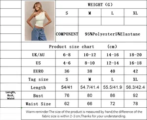 Detailed size chart for sexy one-shoulder T-shirt with measurements in centimeters and inches