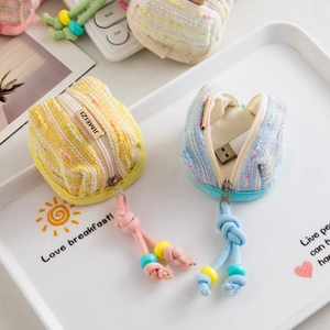 Petite pochette de rangement tissée portable pour clés USB et écouteurs Bluetooth