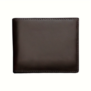 Vintage dark brown leather wallet for men with secure stitching and textured finish