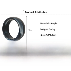 Detail view of dark blue acrylic resin bangle with marble texture and 7.5cm diameter size