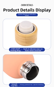 Détail du goulot en acier inox 304 et bouchon bambou avec joint étanche en silicone