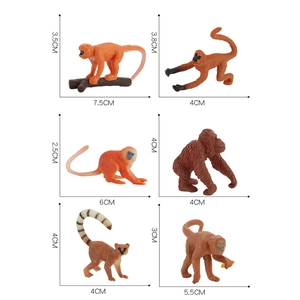 Set di 6 figurine realistiche di primati inclusi modelli di orango e lemure per gioco