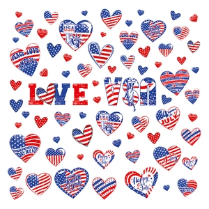 USA Unabhängigkeitstag Fensterbilder mit Herz-USA-Flaggen und patriotischen Slogans für Deko