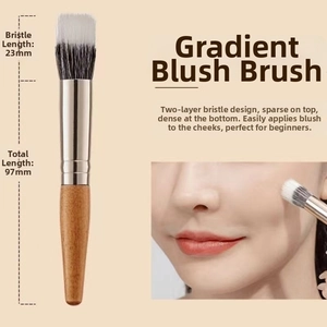 Macro detail of portable stippling brush with 23mm bristles and 97mm wooden handle