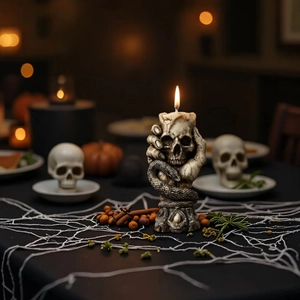 Skeleton Hand Holding Skull Silicone Candle Mold With Snake Gothic Halloween DIY Handmade Craft Tool