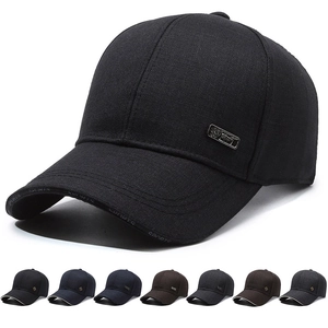 Men Baseball Cap Cotton Twill Sun Protection Outdoor Fishing Sports Hat With Metal Badge Adjustable Structured Curved Brim
