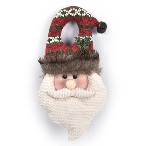 Handmade Santa Claus door hanging doll with knitted hat and metal bell decoration