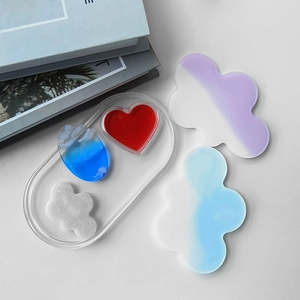 Cloud and heart shaped silicone molds for resin coasters and decorative craft trays