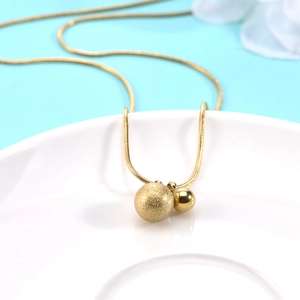 18K gold plated titanium necklace featuring frosted and polished beads on a snake chain