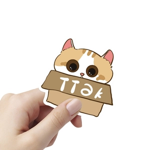 Cute Japanese cartoon cat sticker in a cardboard box for laptop and suitcase decoration