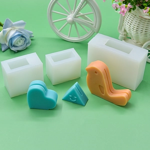 DIY silicone mold set for heart, triangle, and bird shaped resin or craft projects