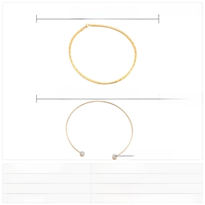 Detailed specifications of gold stainless steel necklace sets with rhinestones and measurements