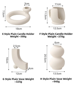 Detailed size specifications for Nordic matte white ceramic vases and candle holders