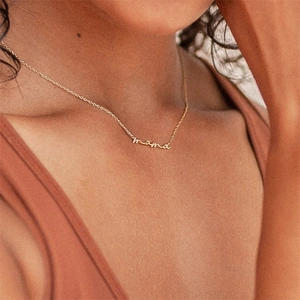 Mama Letter Pendant Necklace Stainless Steel Gold Plated Clavicle Chain Minimalist Jewelry Gift For Women
