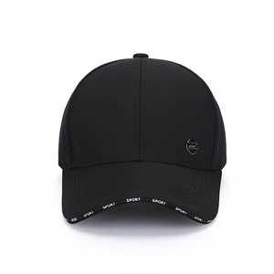 Classic black baseball cap for middle-aged men with white SPORT lettering on the brim