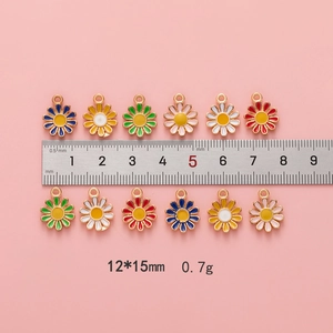 Colorful enamel daisy flower pendants 12x15mm for DIY jewelry making and earrings