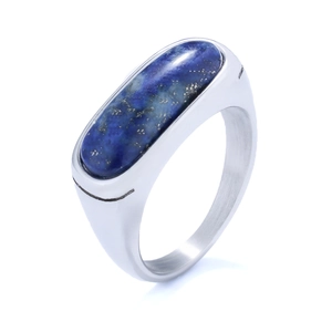Vintage men's silver ring featuring a deep blue lapis lazuli stone with natural texture