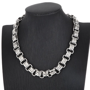 Chunky Chain Necklace Stainless Steel Heavy Curb Link Hip Hop Punk Wave Texture Jewelry For Men Unisex